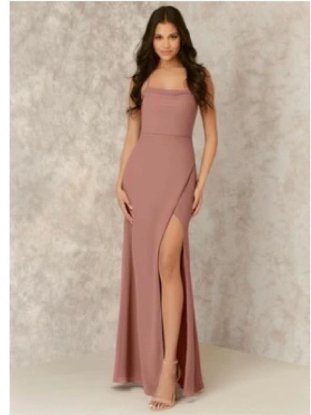 Kendall + Kylie Azazie  Sheath Evening Gown with Side Slit in Cedar Rose